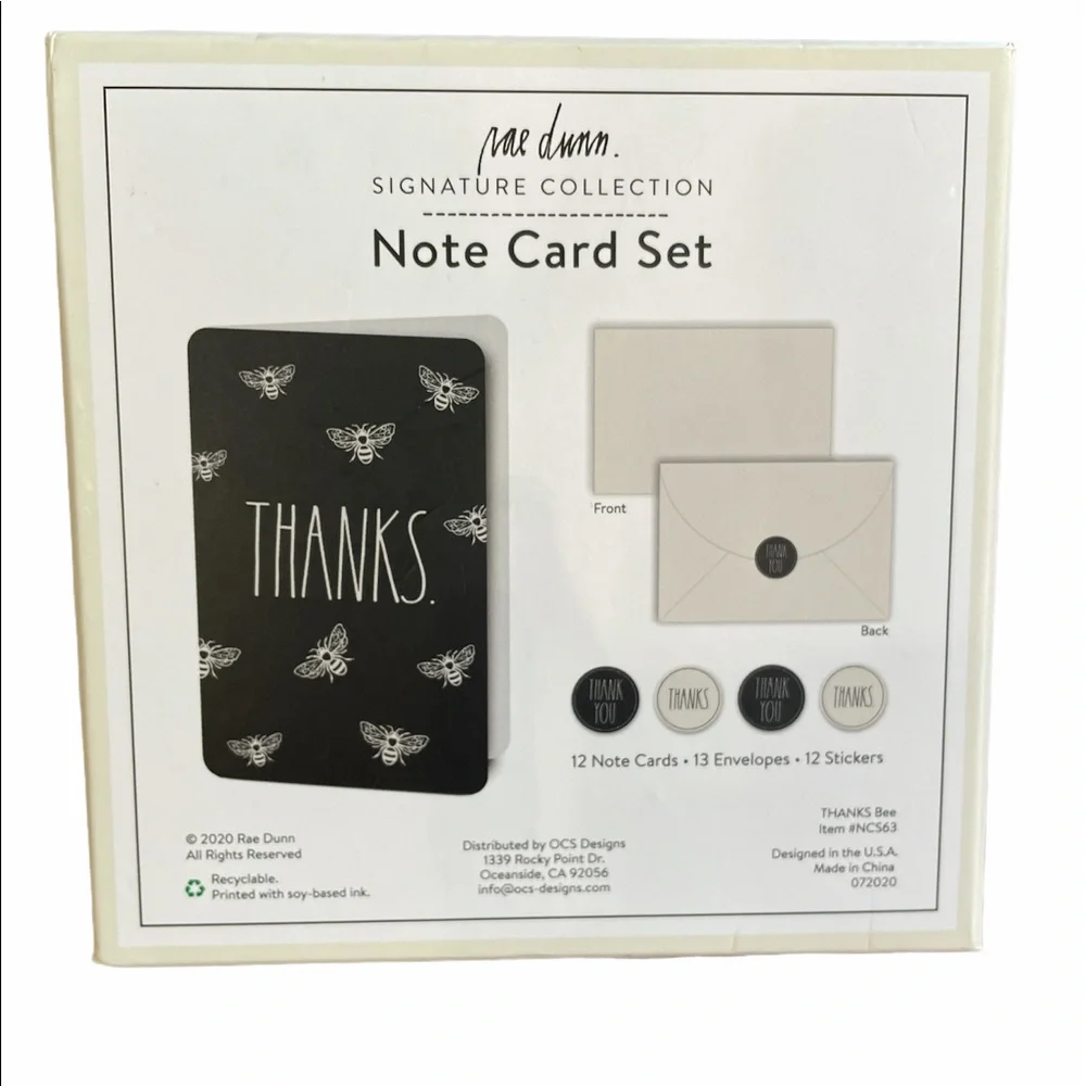 NEW Rae Dunn THANKS. Note Card Set